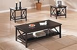 Poundex 3-Piece Coffee Table, Cappuccino