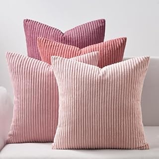 Topfinel Green Cushion Covers 18x18 Set of 4 Garden Chair Cushions Soft Corduroy Pillows for Bedroom Scatter Fluffy Sofa Cushions 45x45 CM Home Decoration Modern Livingroom