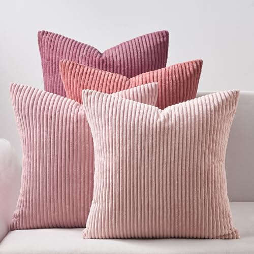 Topfinel Pink Throw Pillow Covers 16x16 Inch Set of 4,Soft