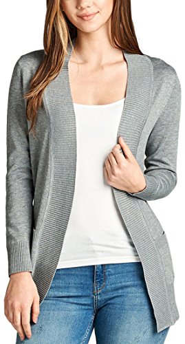 Image of ToBeInStyle Women's Long Sleeve Rib Banded Open Sweater Cardigan
