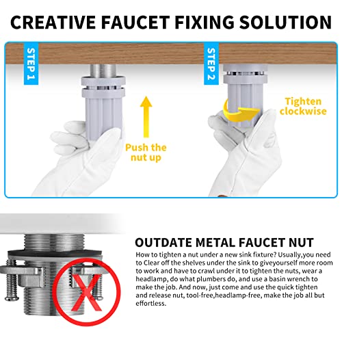 Firmer Faucet Nut, 1 ¼ Inch Quick Tighten & Release Lock Nuts 1.25 Inches, One Hole Faucet Shanks Fixing Accessory, Fastener For Attaching To Faucet Shanks From Underneath The Counter #TOP1