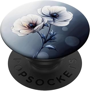White Anemone Flower Minimalist Floral Art PopSockets Adhesive PopGrip