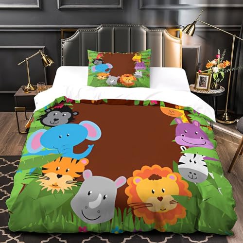 Housse de couette lion fermeture éclair pour lit simple microfibre - 4