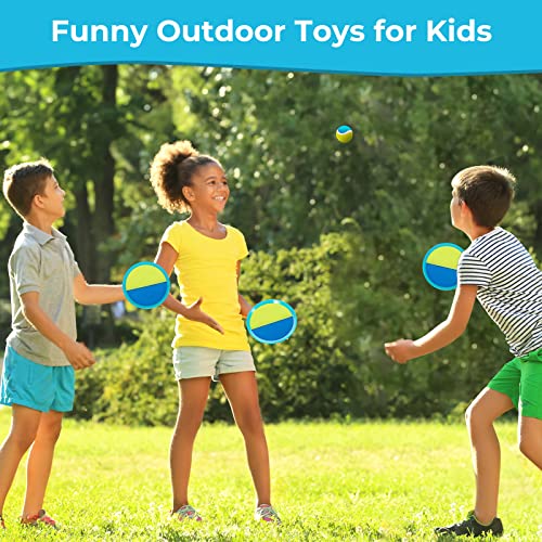 Aunnitery Kids Toys - Outdoor Games, Beach Toys, Toss And Ball Set With 6 Paddles And 3 Balls, Perfect Beach Games Sets Playground Sets For Backyards Easter Gifts For Kids/Adults/Family-Light Yellow #TOP6