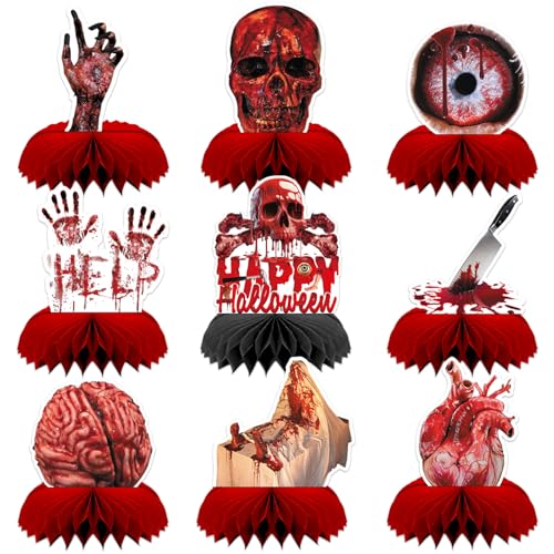 GreenYeah 9PCS Centres de Table en Nid d'Abeille pour Halloween, Nouveauté Accessoires de Table, Déco de Fête d'Halloween