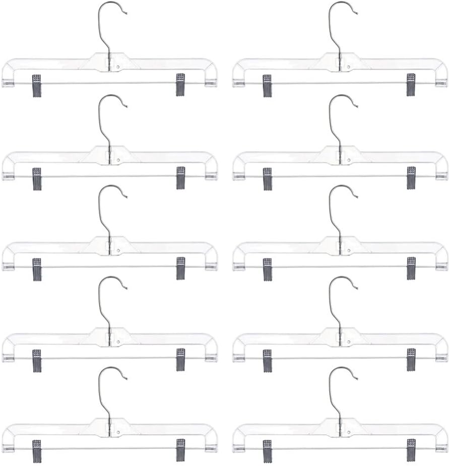 10pcs Telescopic Transparent Hanger Pants Hangers Clothes Hanger Hangers with Adjustable Clips with Clips Jeans Skirt