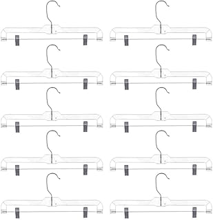 Alipis Clothes Hanger 10Pcs Skirt Hanger Pants Hanger, Display,Skirt Hanger with Adjustable Clip,Clear Plastic for Pants, Trousers, Skirts Hangers
