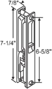 Flush Mount Sliding Glass Patio Door Lock Set, Non-Keyed Replacement, White, 6-5/8 Hole Spacing, 7-1/2 Faceplate, Includes Hooks, Strike, Screws and Trim, DL-501