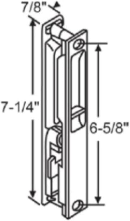 Flush Mount Sliding Glass Patio Door Lock Set, Non-Keyed Replacement, White, 6-5/8 Hole Spacing, 7-1/2 Faceplate, Includes Hooks, Strike, Screws and Trim, DL-501