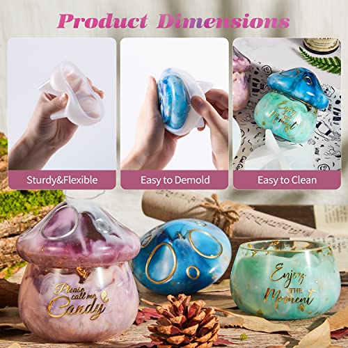 Isseve Jars Resin Molds, Mushroom Jars Silicone Molds With Lid, Resin Jar Silicone Molds For Storage Box, Candy Jewelry Container,Home Decoration, Diy Resin Epoxy Casting Craft #TOP3
