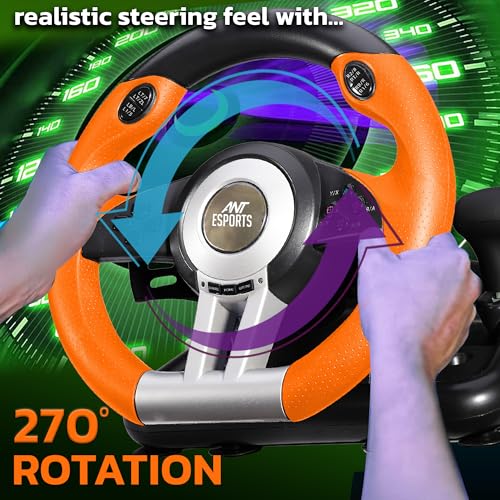 Image of Ant Esports GW V3 PC Steering Wheel 270 Degree Vibration Gaming Steering Wheel with Shifter and Pedal for PC, Xbox Series X|S, Xbox One.