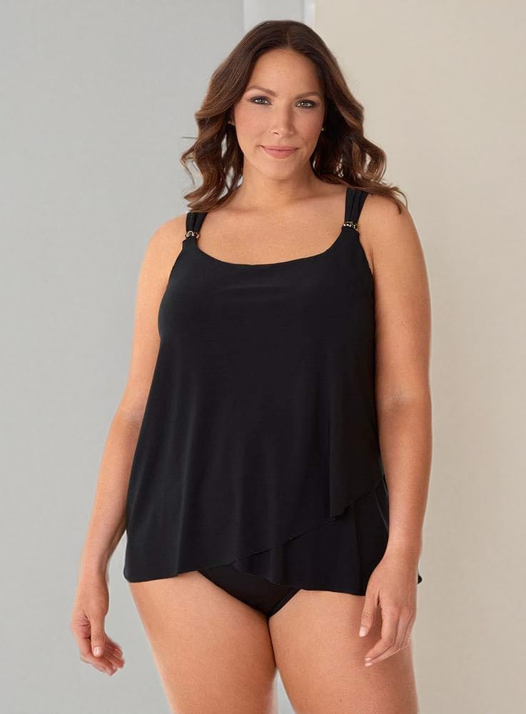 Miraclesuit Women's Plus Size Swimwear Razzle Dazzle Full Bust Support Scoop Neckline Tankini Bathing Suit Top, Black, 20W - Image 6