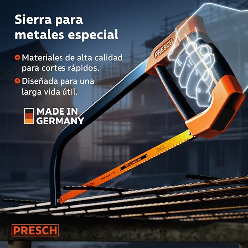 Presch Sierra de arco 300mm - Con hoja de sierra BI-metal para un corte preciso - 90° Rotación de la hoja de sierra para cortes horizontales y verticales - Mango con llave de tensión incluida - Imagen 3