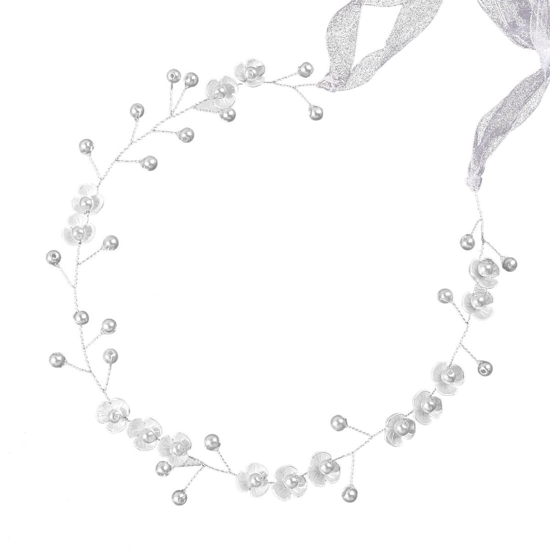 OIGWBPH Diadema de perlas Diadema Accesorios para el cabello para niñas Cabello de boda Diadema para niñas de flores Diadema de flores blancas de imitación Ceremonia para niñas Novia Boda