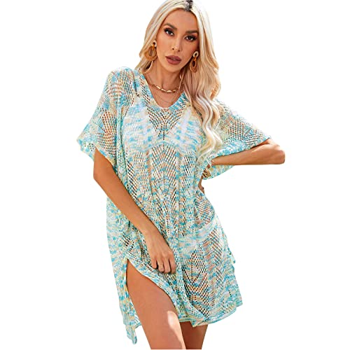 Cache-maillot de bain en tricot ajouré et robe de plage légère avec fente latérale pour femme
