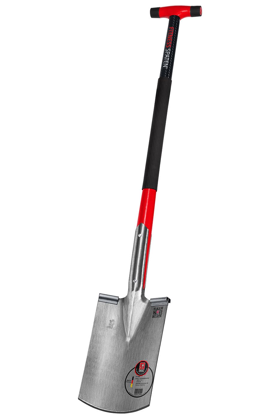FITNESSSPATEN Gärtner Form, Eschen-T-Stiel 85 cm teilummantelt, mit Tritt