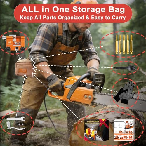 Image of Chainsaw Sharpener with 5 High Hardness Titanium Plated Diamond Bits & Carry Bag, Portable Chainsaw Sharpener Jig Kit, Chainsaw Blade Sharpening Tool Gold Accessories for 4 inch- 22 inch Chain Saw
