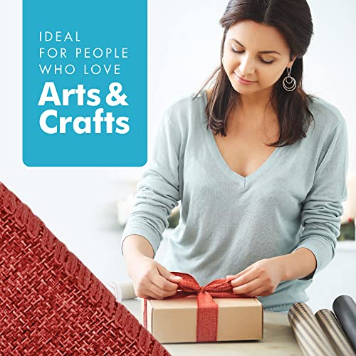 Simply Green Solutions - Faux Burlap Jute Ribbon, Wired Ribbon For Gift Wrapping Or Decorating, Ornamental Christmas Ribbon For Crafts, Wired Red Ribbon Roll, 1.5 Inches Wide, 24 Yards #TOP4