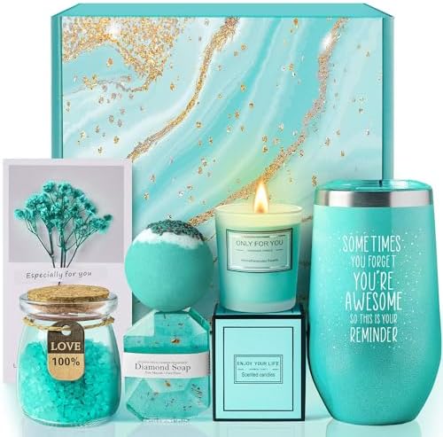 Gifts for Mom, Women, Wife, Girlfriend, Sister, Best Friend, Her - Unique Mothers Day, Birthday, Valentines, Christmas Gifts - Gardenia Inspirational Self Care Spa Gift Basket Set, Thank You Gifts