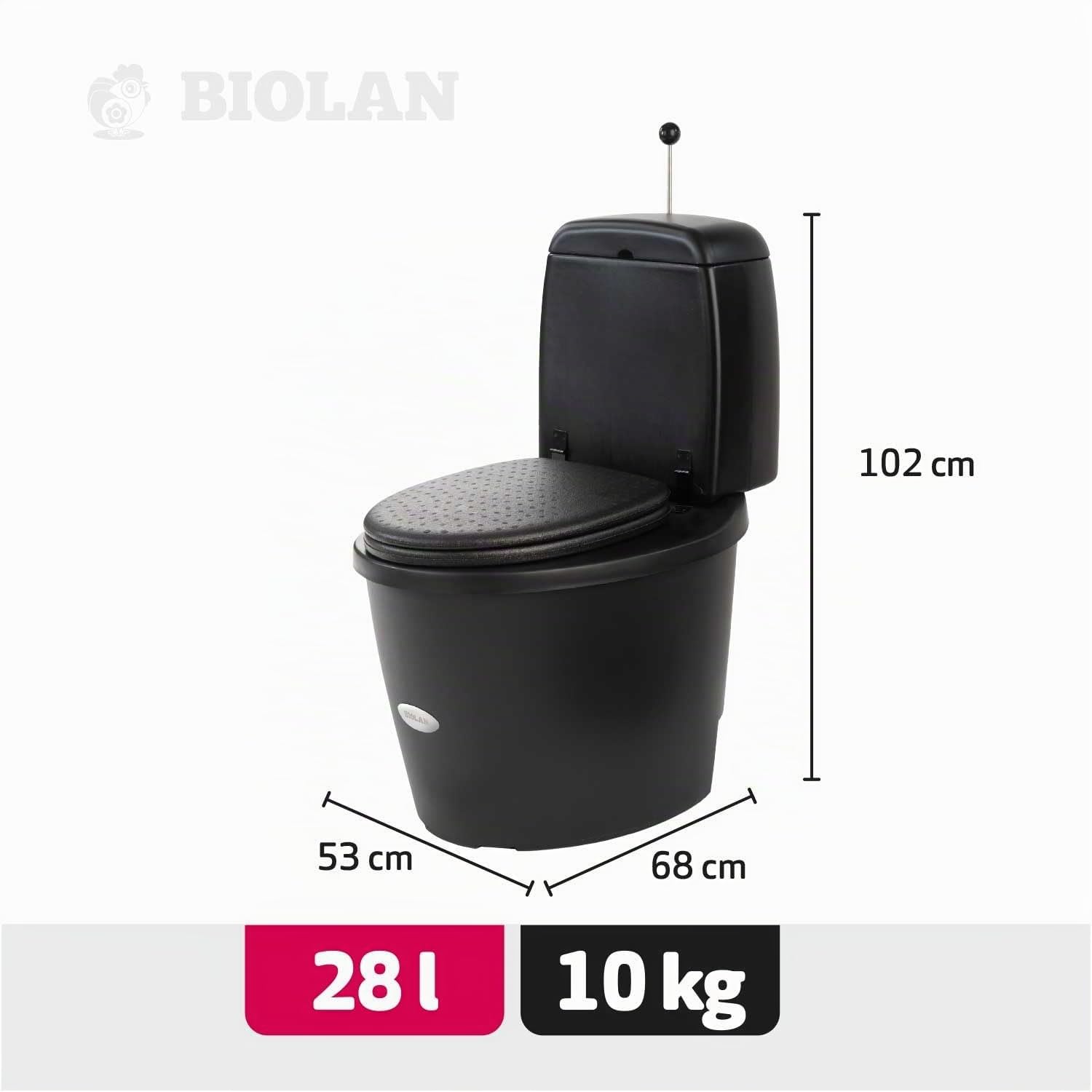 Biolan Simplett Plus-Bio - WC a secco inodore, igienico, non necessita di acqua o elettricità, con serbatoio di dispersione