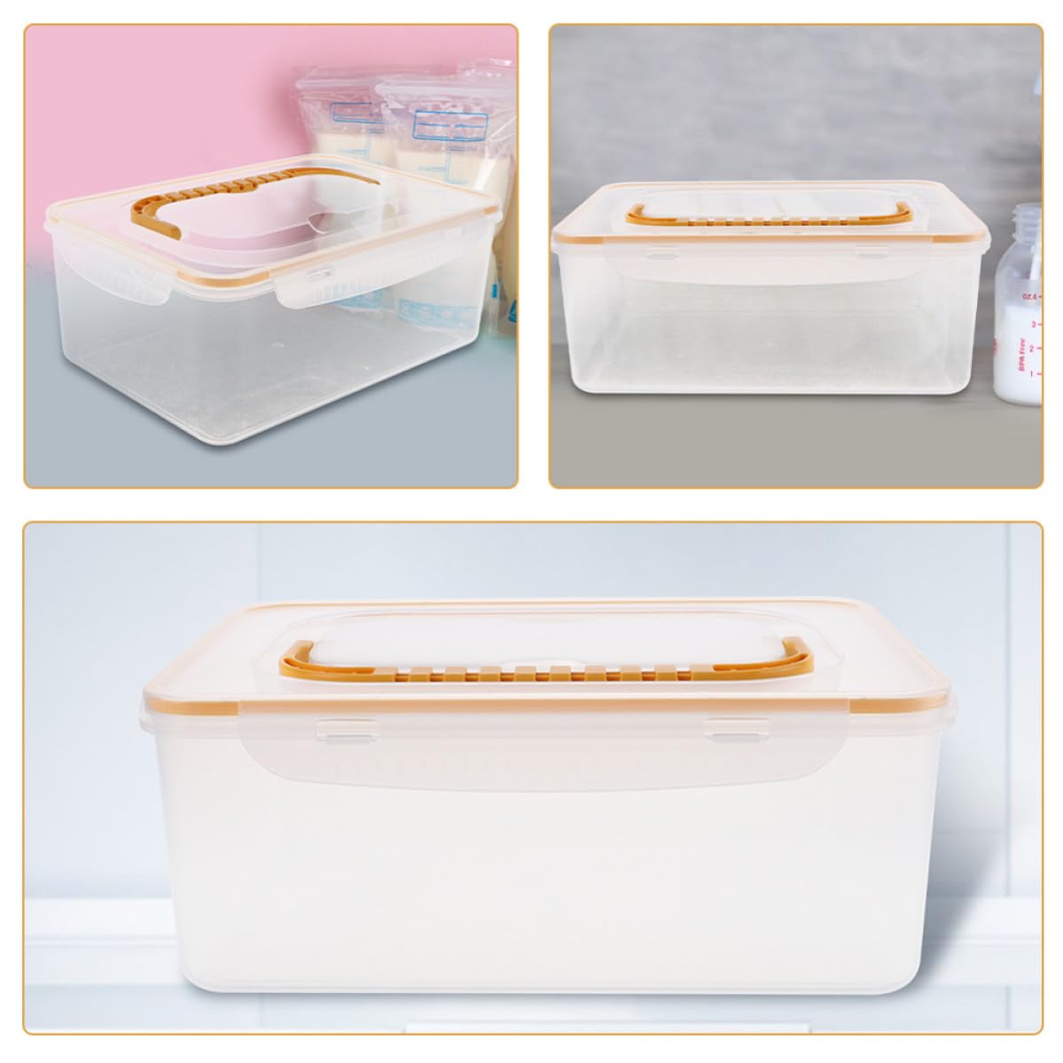 ifundom 2 Stück Gefrierschrank organizer für Muttermilchbeutel Wiederverwendbare Transparente Aufbewahrungsboxen mit Auslaufsicherer Versiegelung Isolierte Kühltaschen für Milch