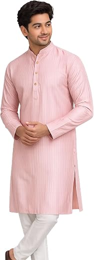 SOJANYA Men's Pintuck Silk Blend Embroidered Kurta