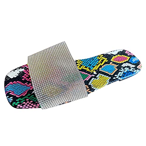 Women's Slide Slipper Bohemia Rhinestone Sandal Athletic Walking Thong Slippers All-Day Comfort Fit Shoes