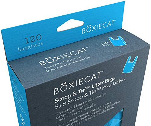 Boxiecat Scoop & Tie Litter Bags – Cat Litter Clump & Poop Bags – Leakproof - Large To Fit Any Scoop – Handles To Conveniently Tie Seal In Odors - Unscented, 1 Count (Pack Of 120) #TOP7