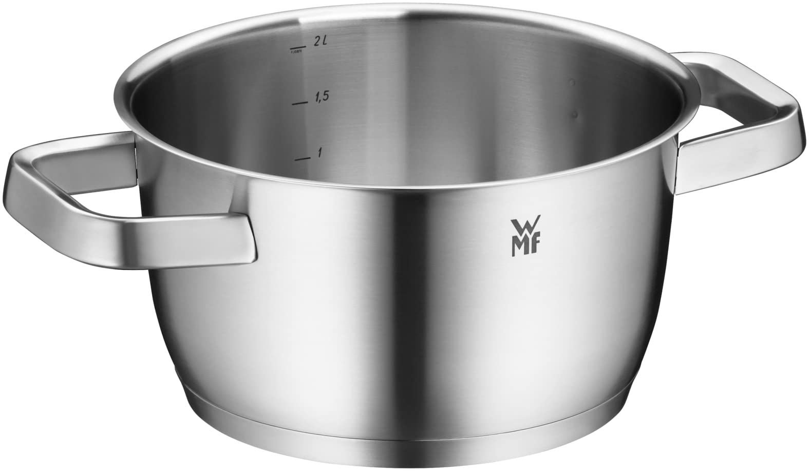 WMF Iconic garnek do gotowania, mały, 18 cm, wysokiej jakości pokrywka ze stali nierdzewnej, garnek do mięsa indukcyjny 2,3 l, mały garnek, uchwyty redukujące ciepło, polerowana stal nierdzewna