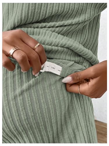 Image of MakeMeChic Women's Maternity 2 Piece Outfits Summer Short Sleeve Rib Knit Tee Top and Short Lounge Sets Clothes