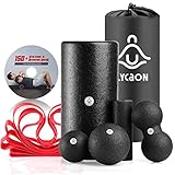 LYCAON Faszienrolle und Faszienball Set inklusive DVD und Handbuch, Faszienrolles Wirbelsäule Sets zum Faszien Training von Muskeln, Bindegewebe und Stoffwechsel (Schwarz Upgrade)