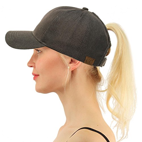 C.C Ponytail Messy Buns Trucker Ponycaps Plain Baseball Visor Cap Dad Hat Washed