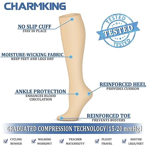 Image of Compression Socks (7 Pairs), 15-20 mmhg is BEST Graduated Athletic & Medical for Men & Women, Running, Flight, Travel, Nurses, Pregnant - Boost Performance, Blood Circulation