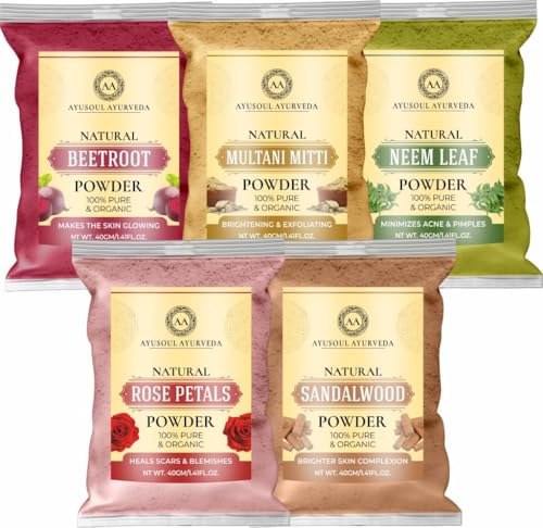 Image of Natural Face Pack Powder for Glowing Skin | Herbal Face Mask Powder for Deep Cleansing, Skin Brightening & Healthy Looking Skin (Face Pack Powder (Pack of 5))