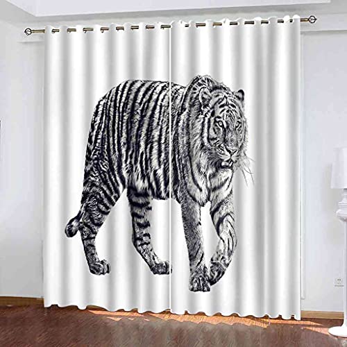 Rideau occultant enfant tigre noir et blanc 200x160 cm pour chambre - 2