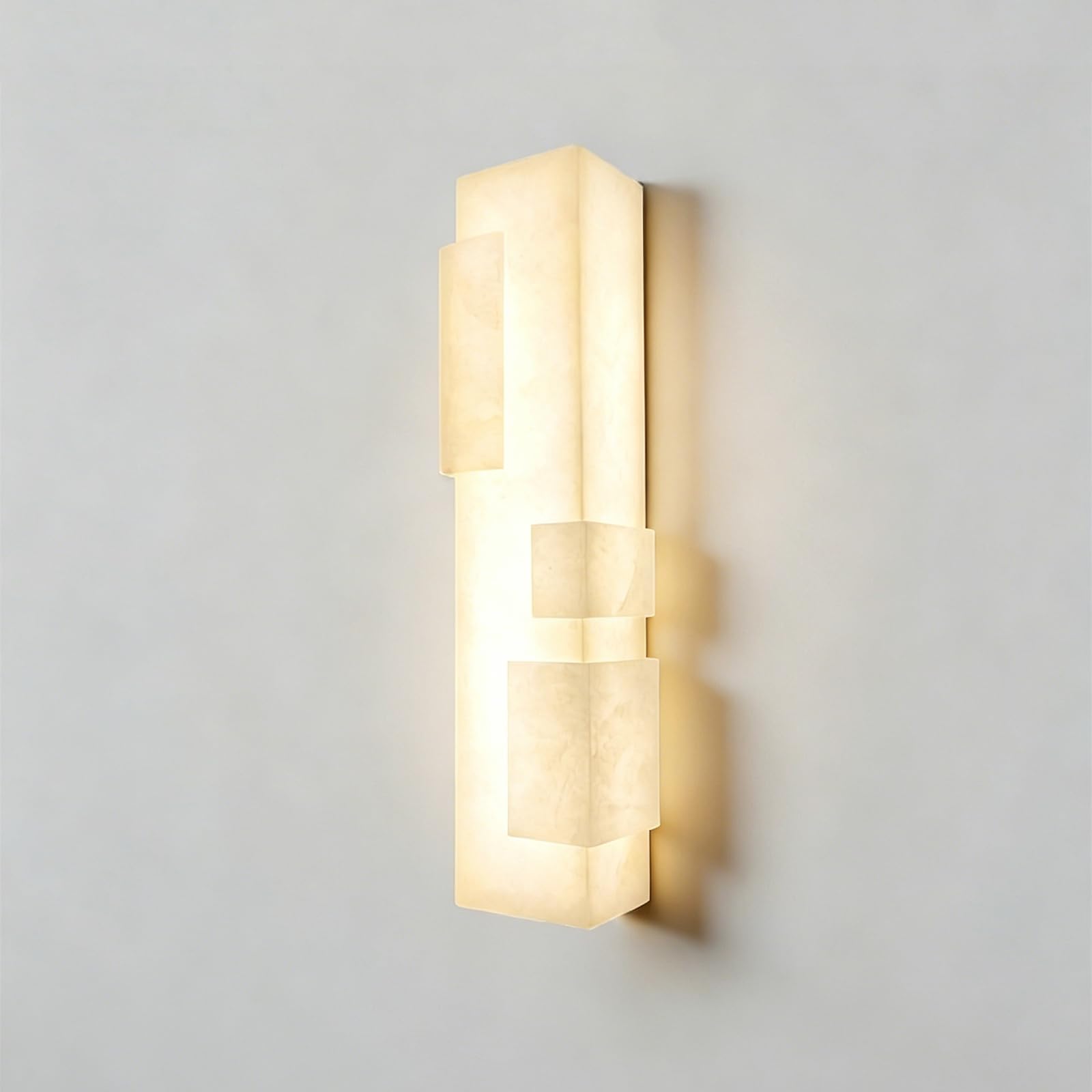 Kikioo 19.7" Alabaster Wall Sconce Modern Long Linear Marble Wall Light Natural Stone Wall Lamp Bathroom Vanity Wall Lighting for Living Room Bedroom Restaurant