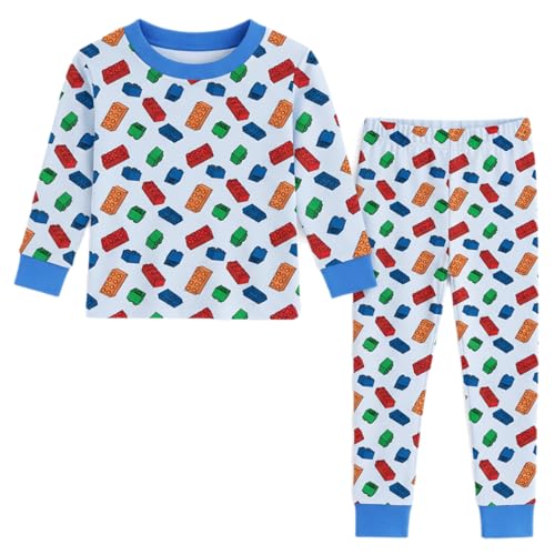 Zenulove Viscose Baby Pajamas 2-Piece Pajamas for Kids Ultra Soft Comfy Moisture-Wicking, Gentle on Sensitive Skin (US, Age, 3 Years, Building Blocks)
