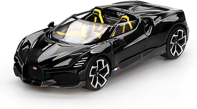 Diecast Model Car Compatible with Mini GT 164 Bugatti W16 Mistral Black Limited Edition MGT01058