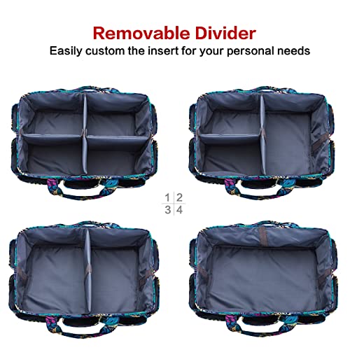 Homest Craft Organizer Tote Bag With Multiple Pockets, Storage Art Caddy For Scrapbooking, Crafts Supply Carrier For Tools, Floral #TOP3