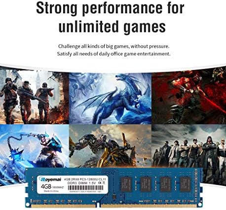 8GB Kit (2X4GB) DDR3 1600MHz PC3-12800U 4GB 2Rx8 240-pin Dimm CL11 1.5V Desktop RAM Memory Module - 5