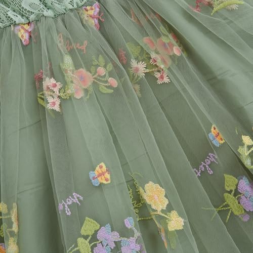 Flower Girls Dress Toddler Kids Girl Wedding Party Lace Embroidered V Backless Sleeveless Tulle Princess Dresses4