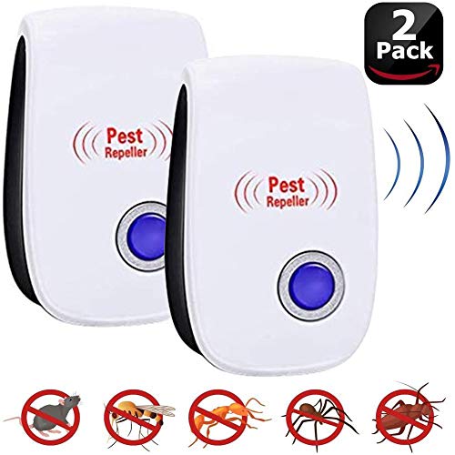 Preisvergleich Produktbild 2 Stück Ultraschall Pest Repeller, Elektronische Moskitoschutz Innenräumen Control Repeller für die Kontrolle der Ratten Kakerlaken Insekten Ameisen Spinne,100% sicher für Menschen und Haustiere