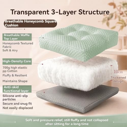 Coussin de chaise 45x45x10 cm gris capitonné intérieur extérieur
