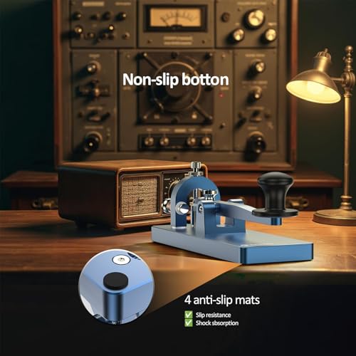 Image of Putikeeg CW Telegraph Key - Heavy Duty Aluminum Alloy Classical Morse Code Key, Shortwave Radio Ham Send Telegram Practice Oscillator Straight Key (Blue)