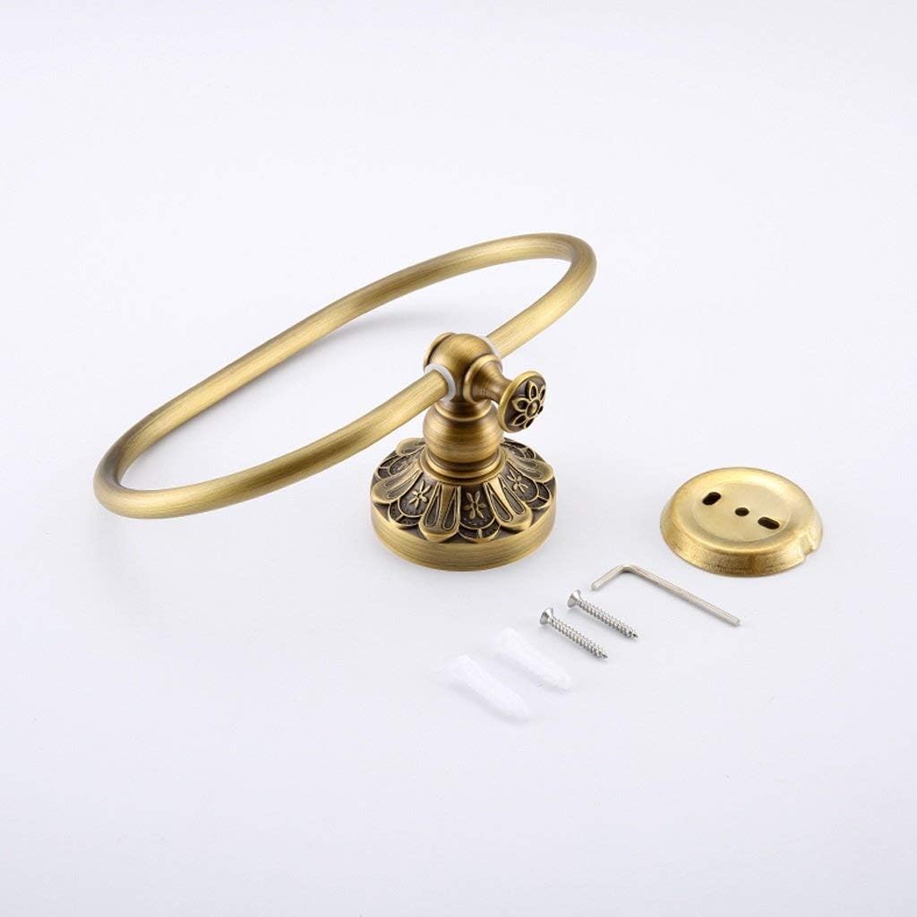 Towel Racks Towel Ring Thicken Wall-Mounted Movable Towel Ring Bathroom Retro Hardware Pendant European-Style Copper Antique