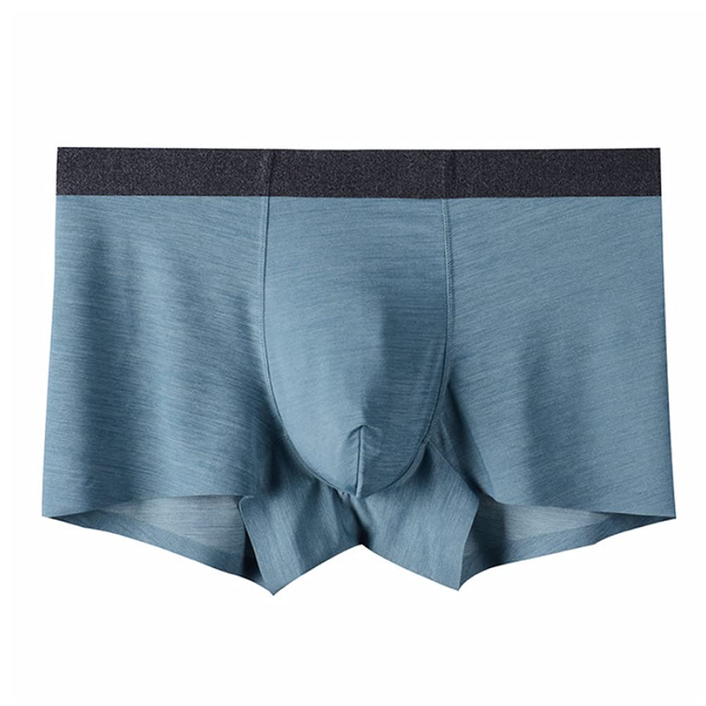 BNJWJZS New Man Ice Silk Breathable Quick Dry Solid Middle Waist Seamless Boxers High Gray XXL code