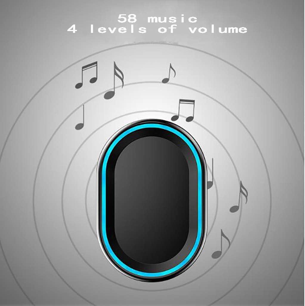 Self-Generating Wireless Doorbell, Cordless Plug in Door Bells with 5 Receivers & 1 Push Button 58 Melodies Waterproof Electric Door Bell 4 Volume Levels 200M Range,Black (Black (White)