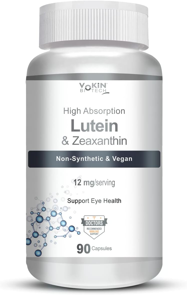 Vokin Biotech Lutein 12mg with Zeaxanthin - Support Eyes Health - 90 Veg. Capsules (Pack of 1)