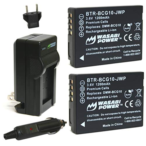 Wasabi Power Battery (2-Pack) and Charger for Panasonic DMW-BCG10, DMW-BCG10E, DMW-BCG10PP and…
