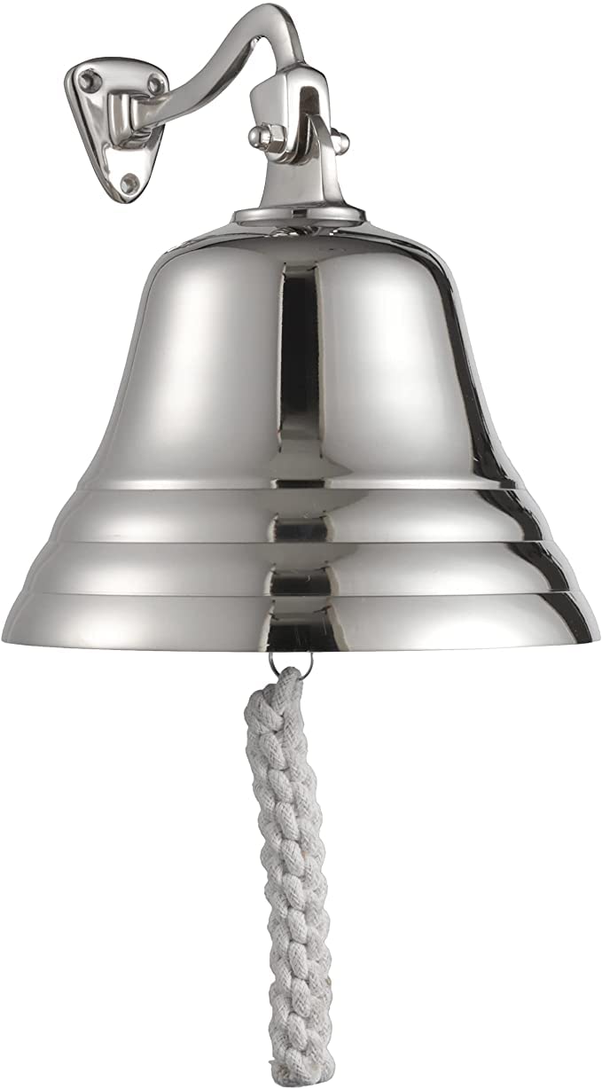 ACL Last Orders Wall Mounted Bell Maritime, Boat, School, Dinner, Reception, Home Decor, Wall Hanging Chrome Silver Door Bell Ships Bell 4",5",6",8" (6")